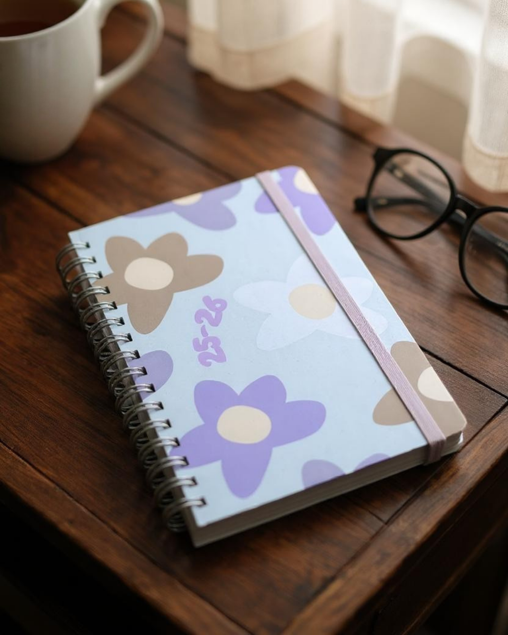 Akademik Ajanda 2025-2026 | A5 Spiralli – Stickerlı – El Yapımı - Çiçekli