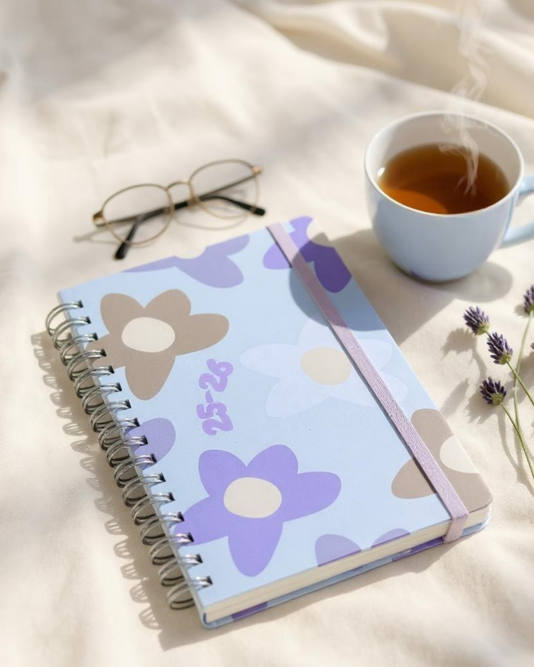 Akademik Ajanda 2025-2026 | A5 Spiralli – Stickerlı – El Yapımı - Çiçekli