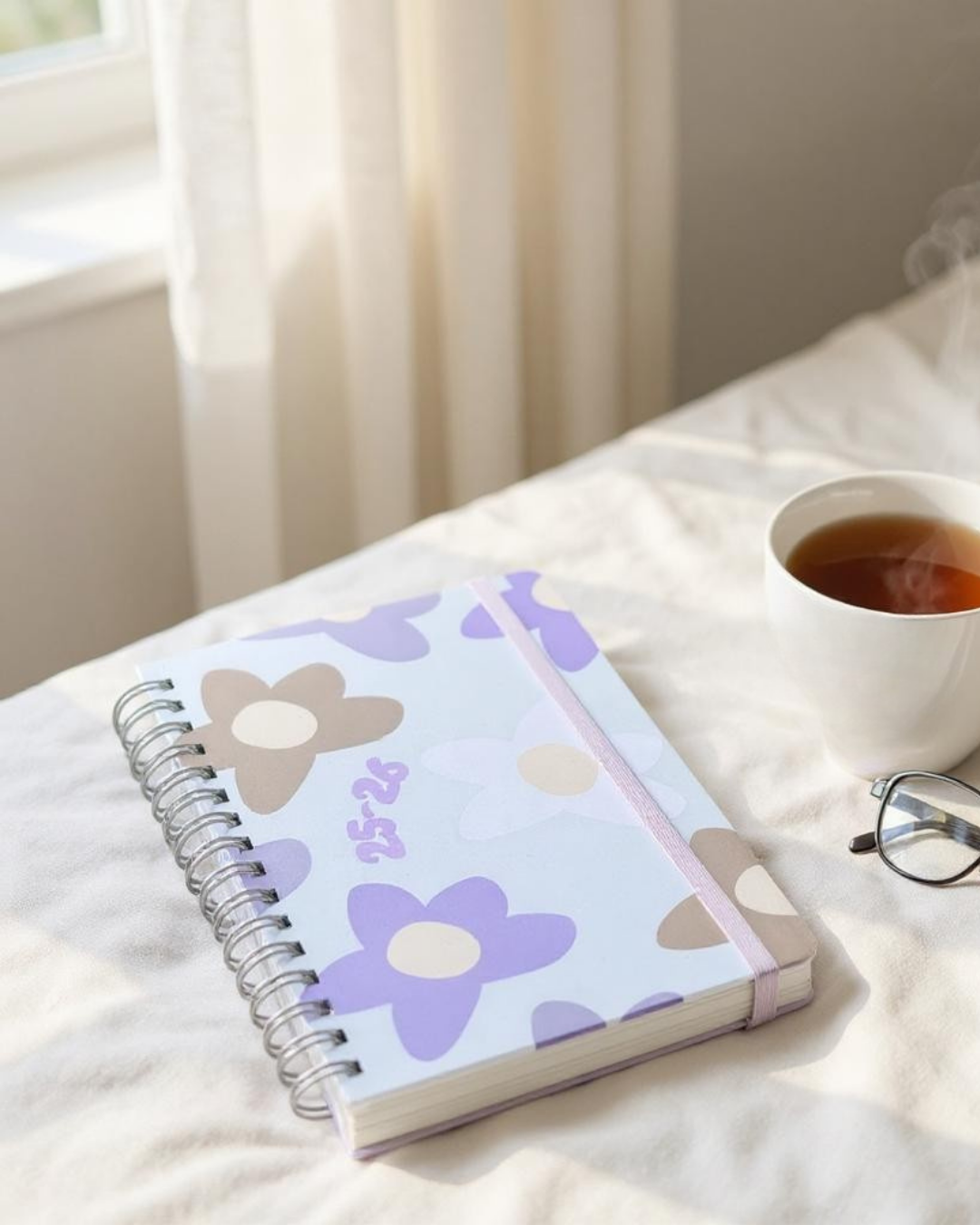 Akademik Ajanda 2025-2026 | A5 Spiralli – Stickerlı – El Yapımı - Çiçekli