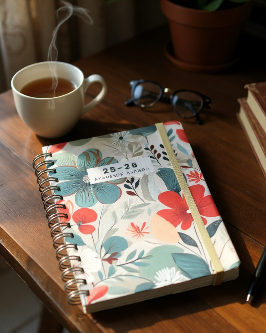 Akademik Ajanda 2025-2026 | A5 Spiralli – Stickerlı – El Yapımı - Gelincik