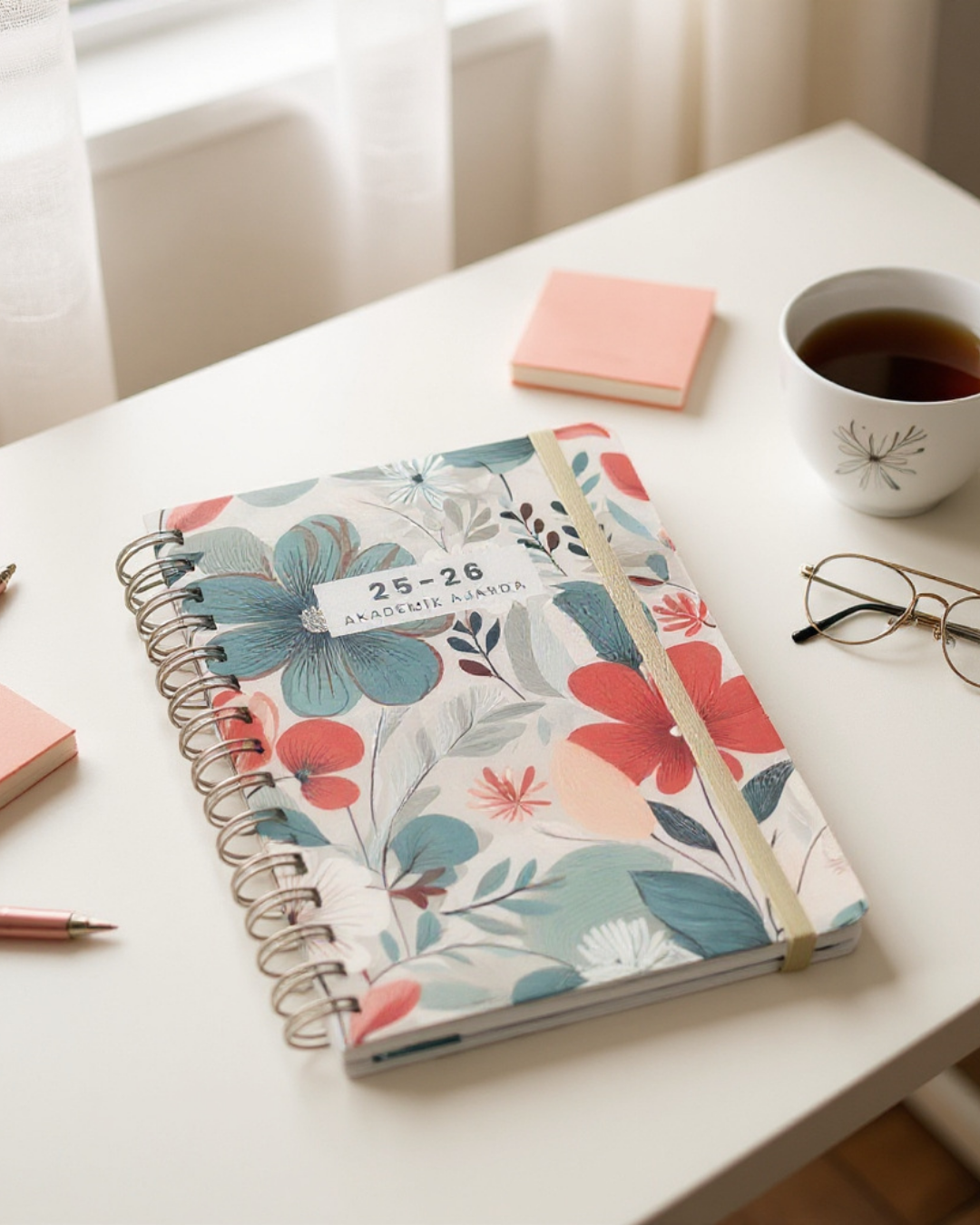 Akademik Ajanda 2025-2026 | A5 Spiralli – Stickerlı – El Yapımı - Gelincik