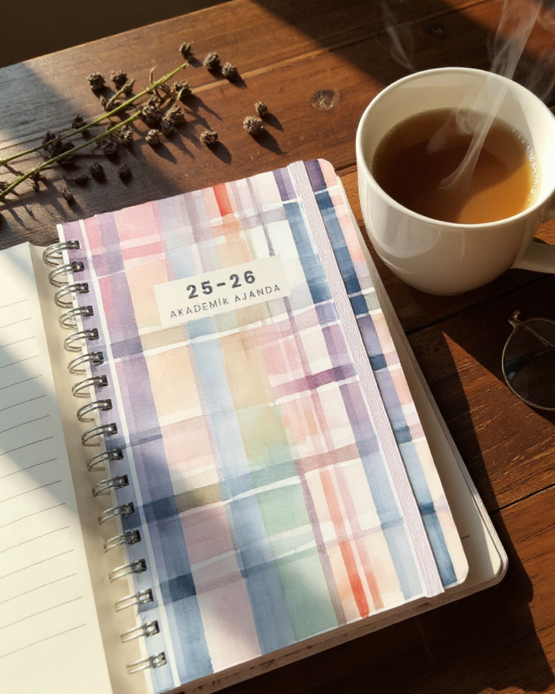 Akademik Ajanda 2025-2026 | A5 Spiralli – Stickerlı – El Yapımı - Gökkuşağı