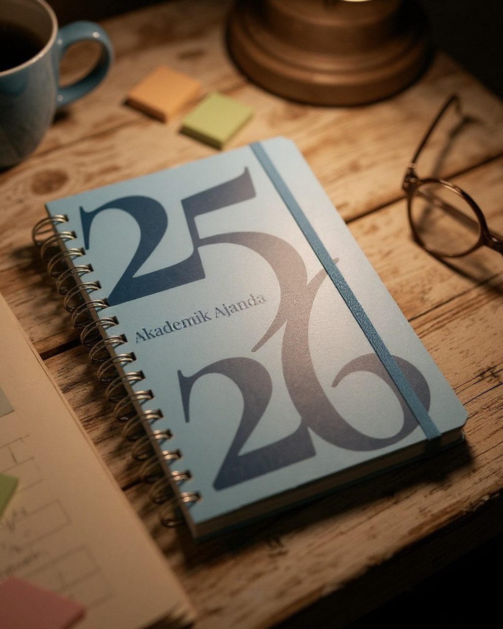 Akademik Ajanda 2025-2026 | A5 Spiralli – Stickerlı – El Yapımı - Klasik Lacivert