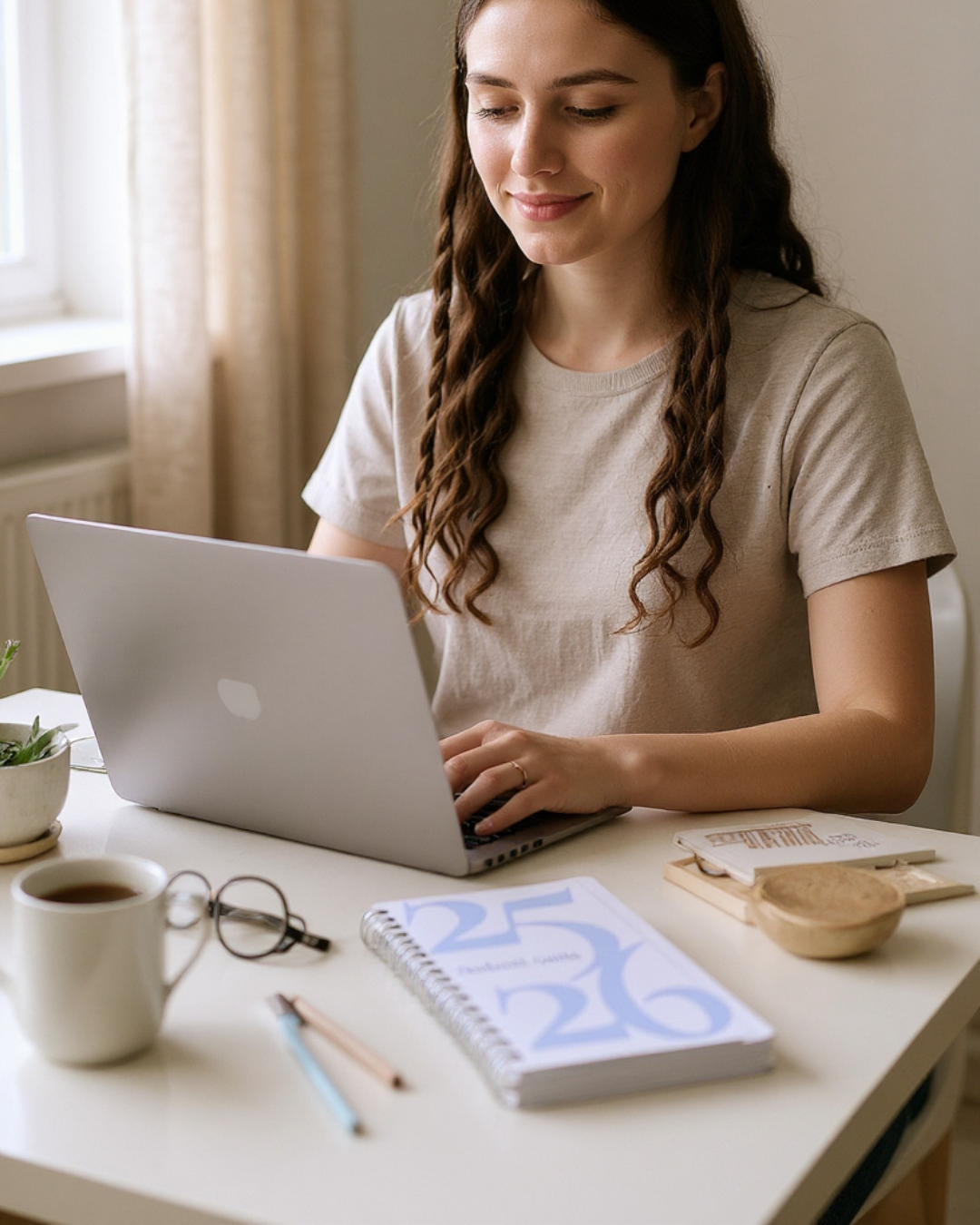 Akademik Ajanda 2025-2026 | A5 Spiralli – Stickerlı – El Yapımı - Klasik Pembe