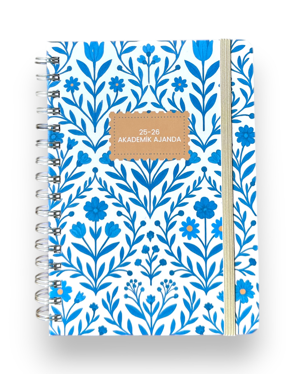 Akademik Ajanda 2025-2026 | A5 Spiralli – Stickerlı – El Yapımı - Mavi Sarmaşık