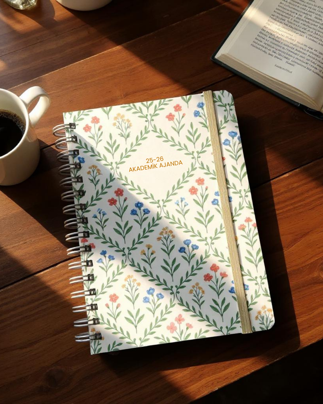 Akademik Ajanda 2025-2026 | A5 Spiralli – Stickerlı – El Yapımı - Minik Çiçekler