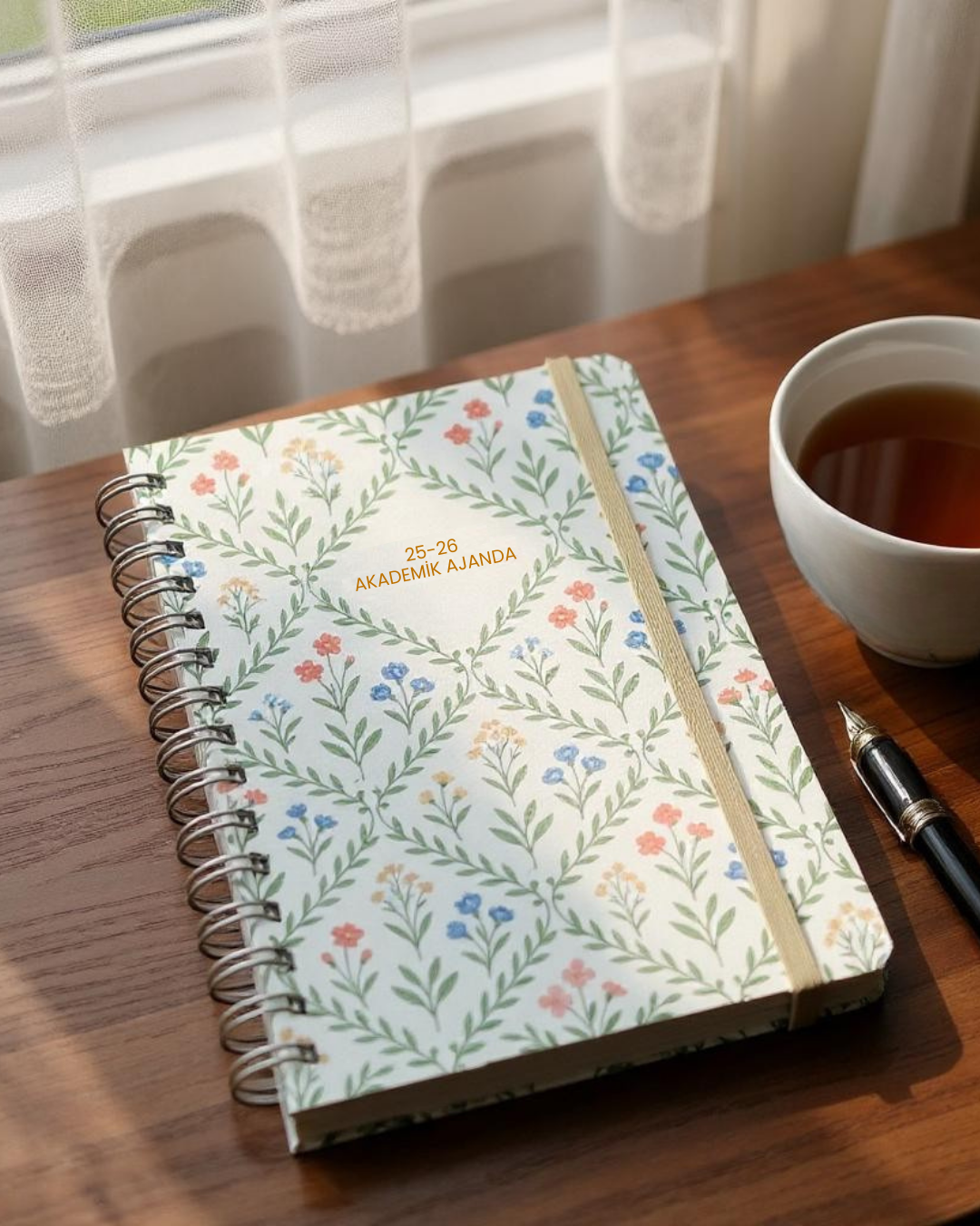 Akademik Ajanda 2025-2026 | A5 Spiralli – Stickerlı – El Yapımı - Minik Çiçekler