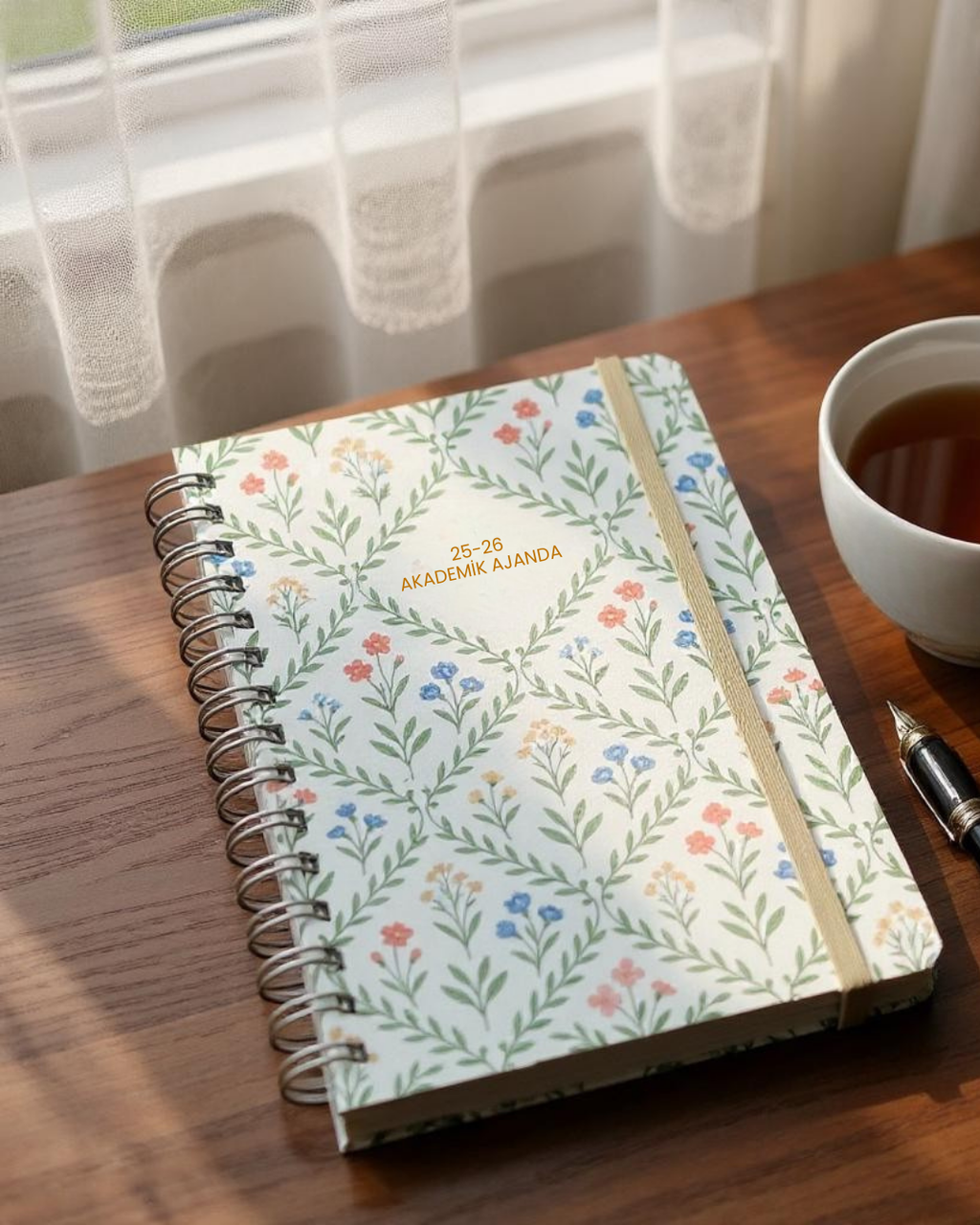 Akademik Ajanda 2025-2026 | A5 Spiralli – Stickerlı – El Yapımı - Minik Çiçekler