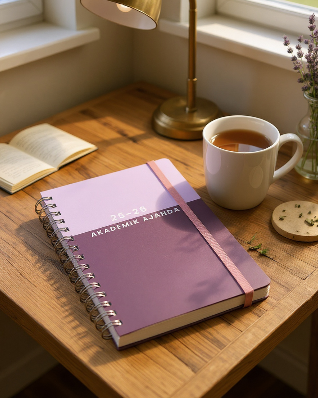 Akademik Ajanda 2025-2026 | A5 Spiralli – Stickerlı – El Yapımı - Violet