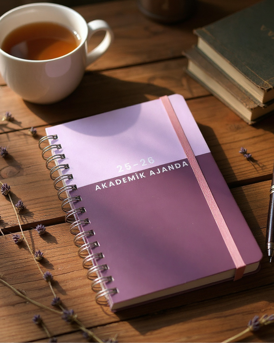 Akademik Ajanda 2025-2026 | A5 Spiralli – Stickerlı – El Yapımı - Violet