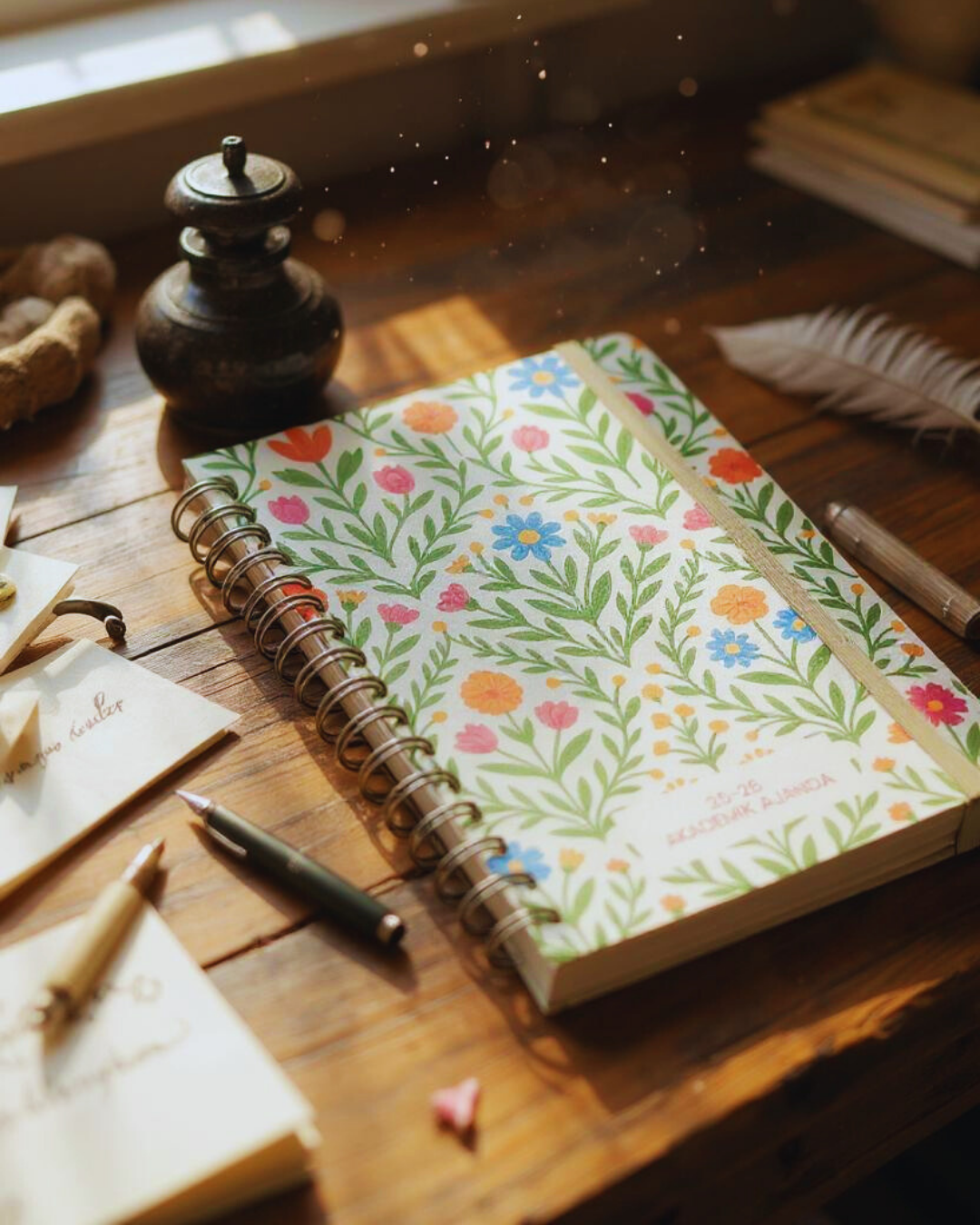 Akademik Ajanda 2025-2026 | A5 Spiralli – Stickerlı – El Yapımı - Yeşil Bahçe