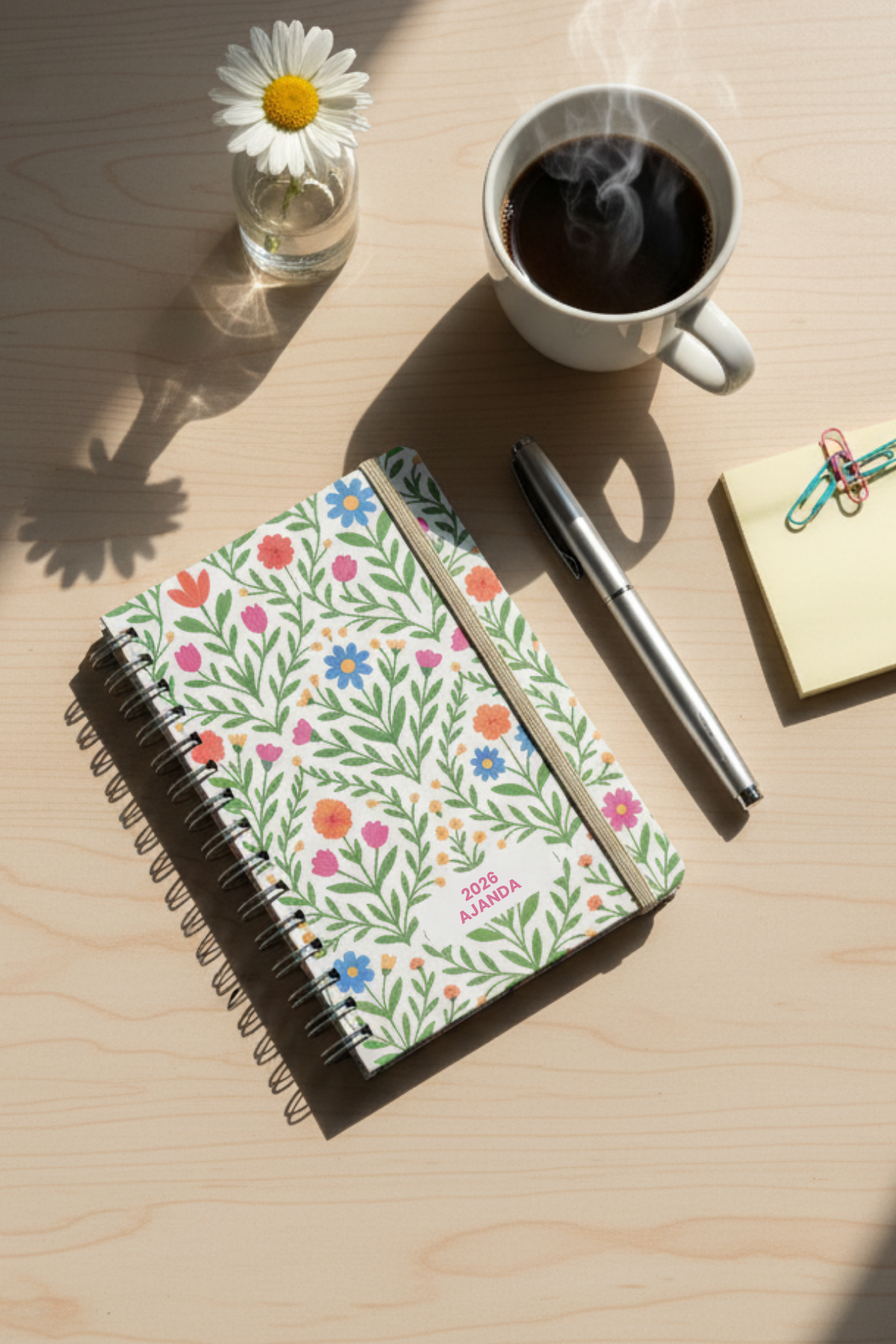 2026 Haftalık Ajandası - El Yapımı, 2 Sayfa Stickerlı - Yeşil Bahçe