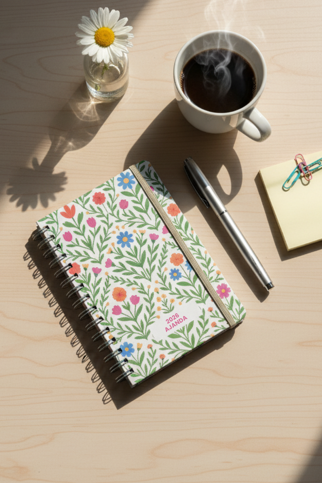 2026 Haftalık Ajandası - El Yapımı, 2 Sayfa Stickerlı - Yeşil Bahçe