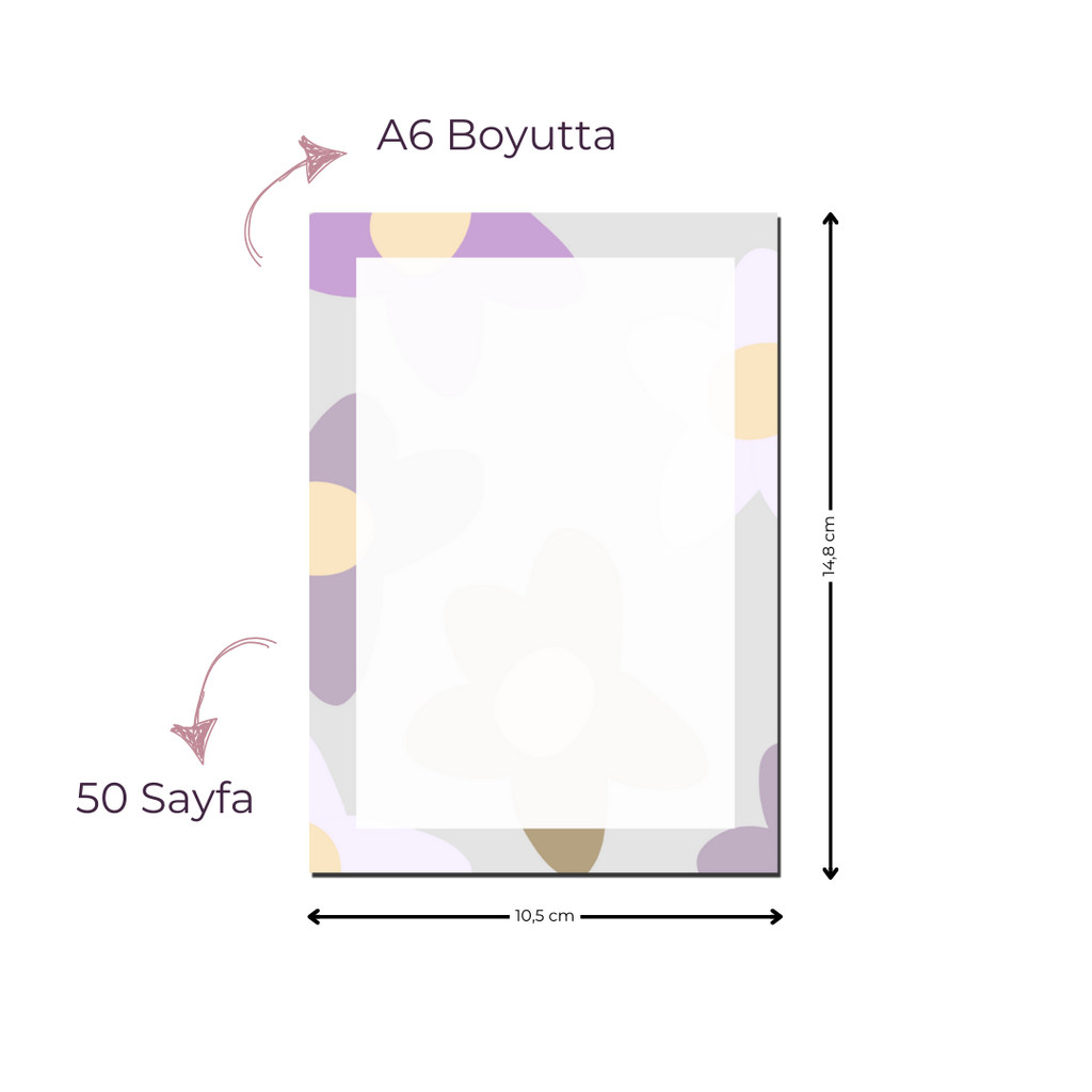 A6 Boyutunda Kullanışlı Bloknot - Çiçekli