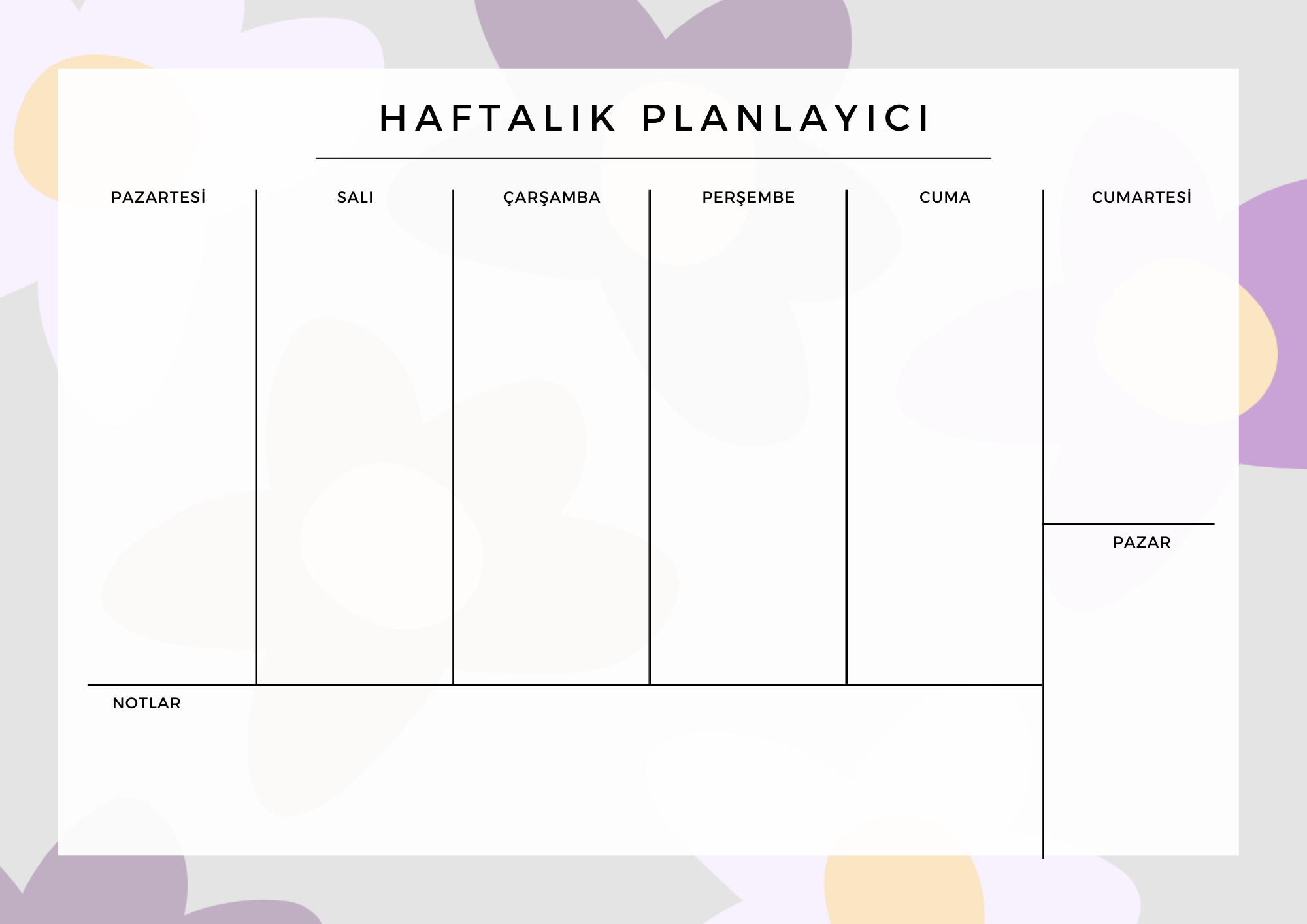 A4 Boyutunda Büyük Haftalık Planlayıcı - Geniş Alanı ile Organizasyonunuzu Kolaylaştırın! - Çiçekli