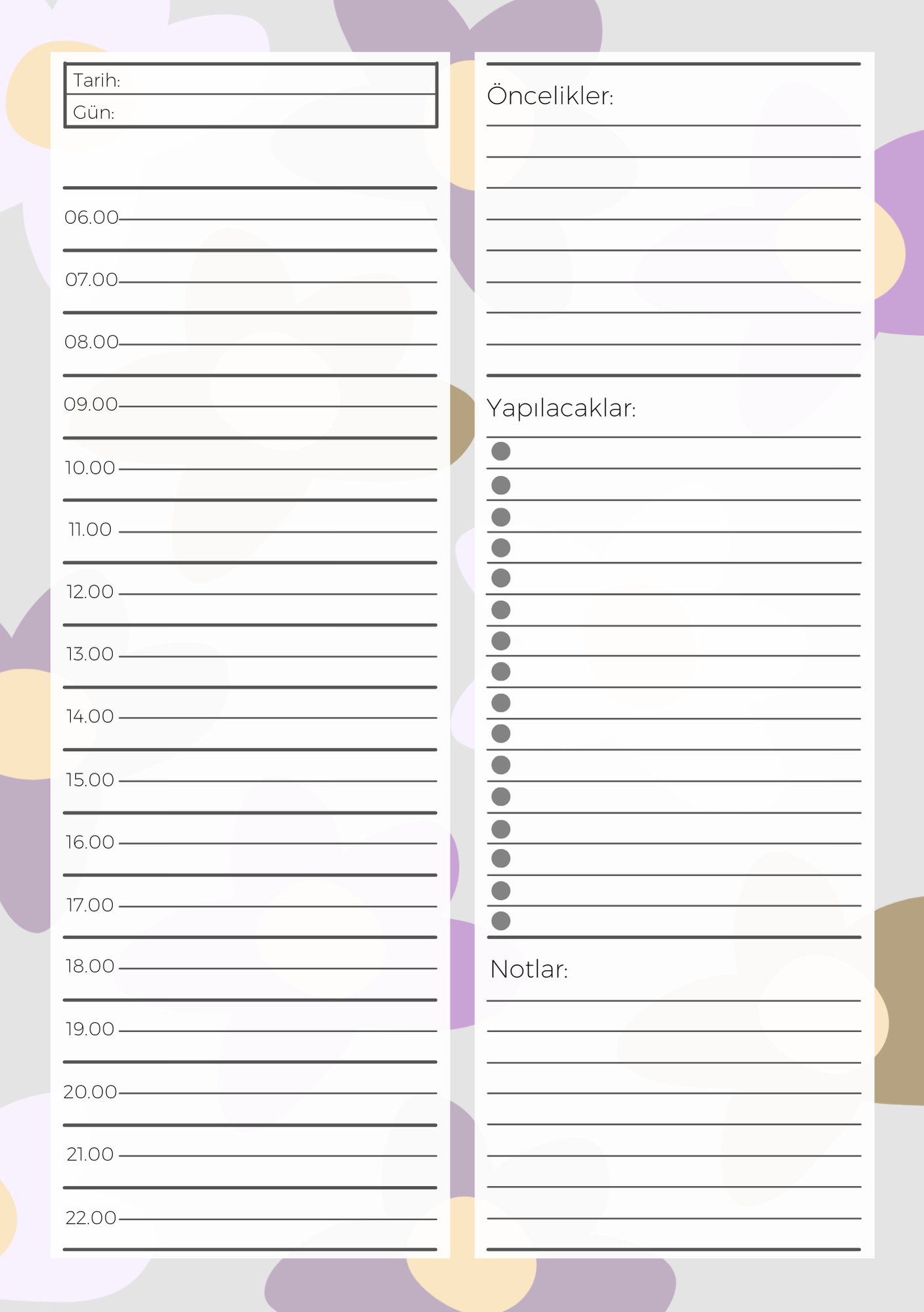 A5 Boyutunda Günlük Planlayıcı - Gününüzü Daha Verimli ve Düzenli Geçirin! - Çiçekli