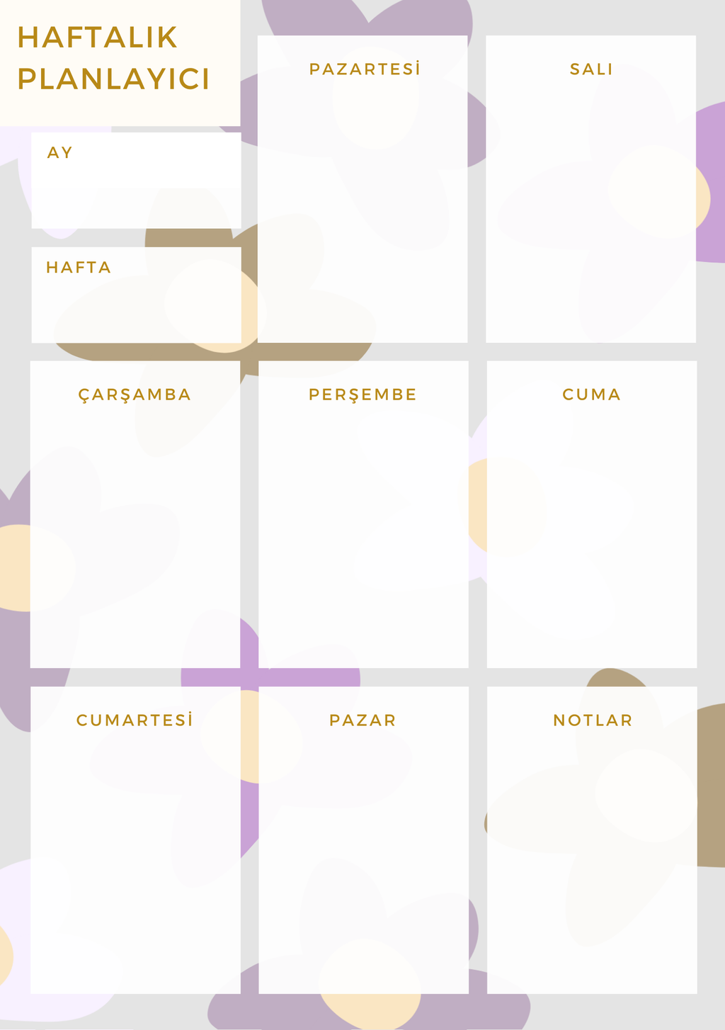 A5 Boyutunda Haftalık Planlayıcı - Organizasyon ve Verimlilik İçin Mükemmel Çözüm! - Çiçekli