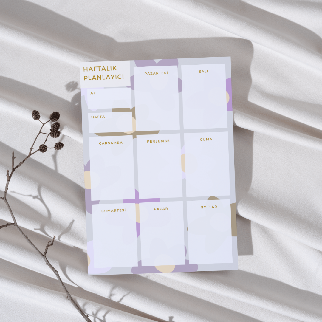 A5 Boyutunda Haftalık Planlayıcı - Organizasyon ve Verimlilik İçin Mükemmel Çözüm! - Çiçekli