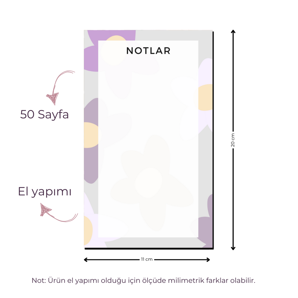 Notluk - Bloknot - Çiçekli
