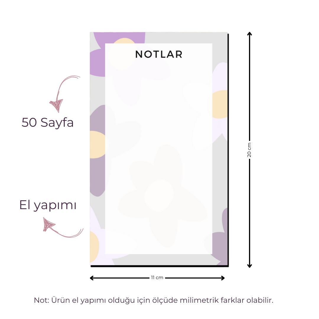 Notluk - Bloknot - Çiçekli