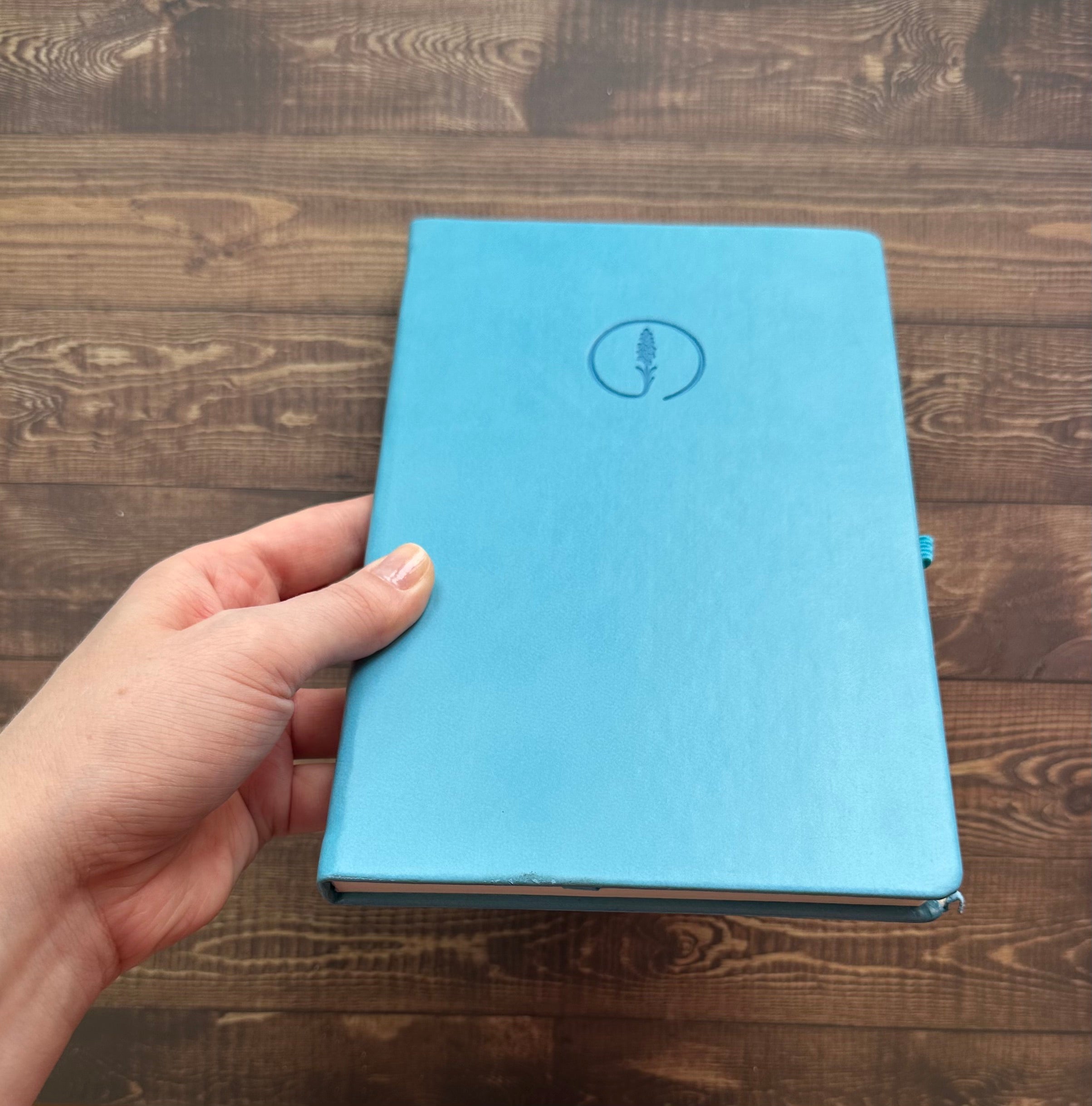 Kapakta Bölgesel Aşınma Kusurlu || Mavi - Termo Deri Kaplama Defter, Anı Defteri