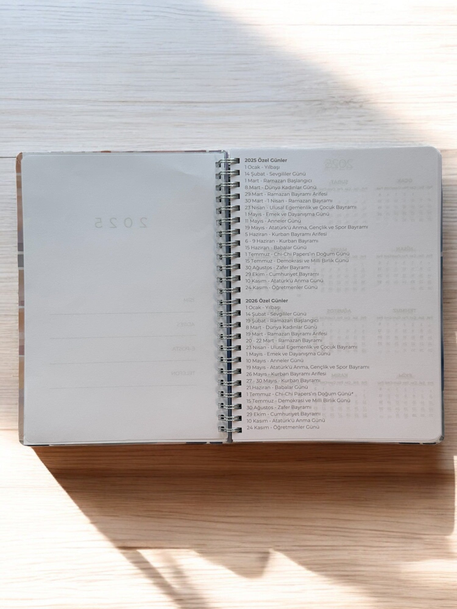 2025 Haftalık Ajandası - Ekose