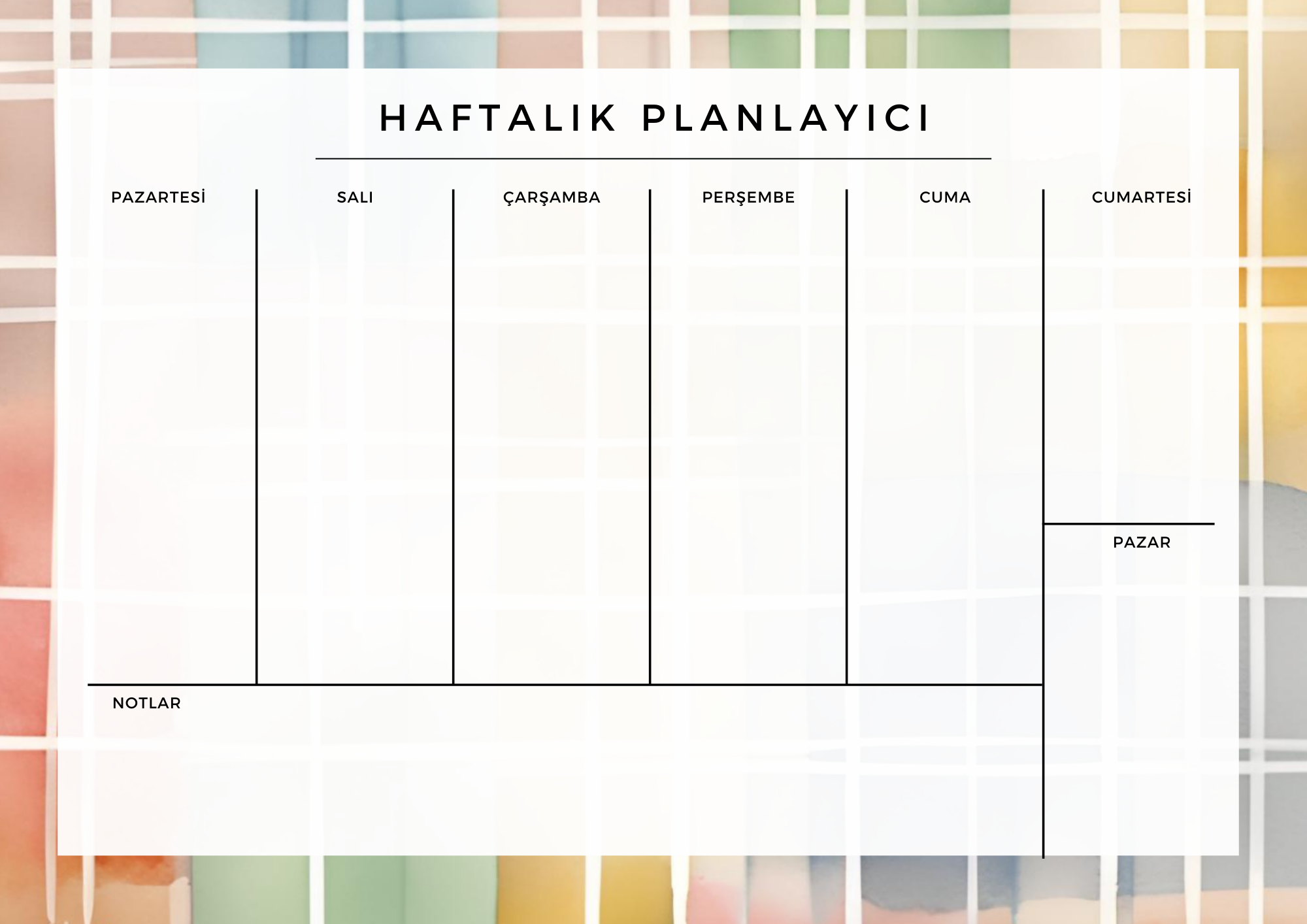 A4 Boyutunda Büyük Haftalık Planlayıcı - Geniş Alanı ile Organizasyonunuzu Kolaylaştırın! - Ekose