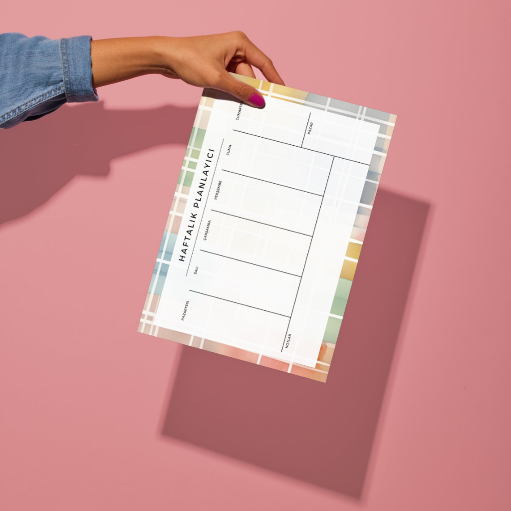 A4 Boyutunda Büyük Haftalık Planlayıcı - Geniş Alanı ile Organizasyonunuzu Kolaylaştırın! - Ekose