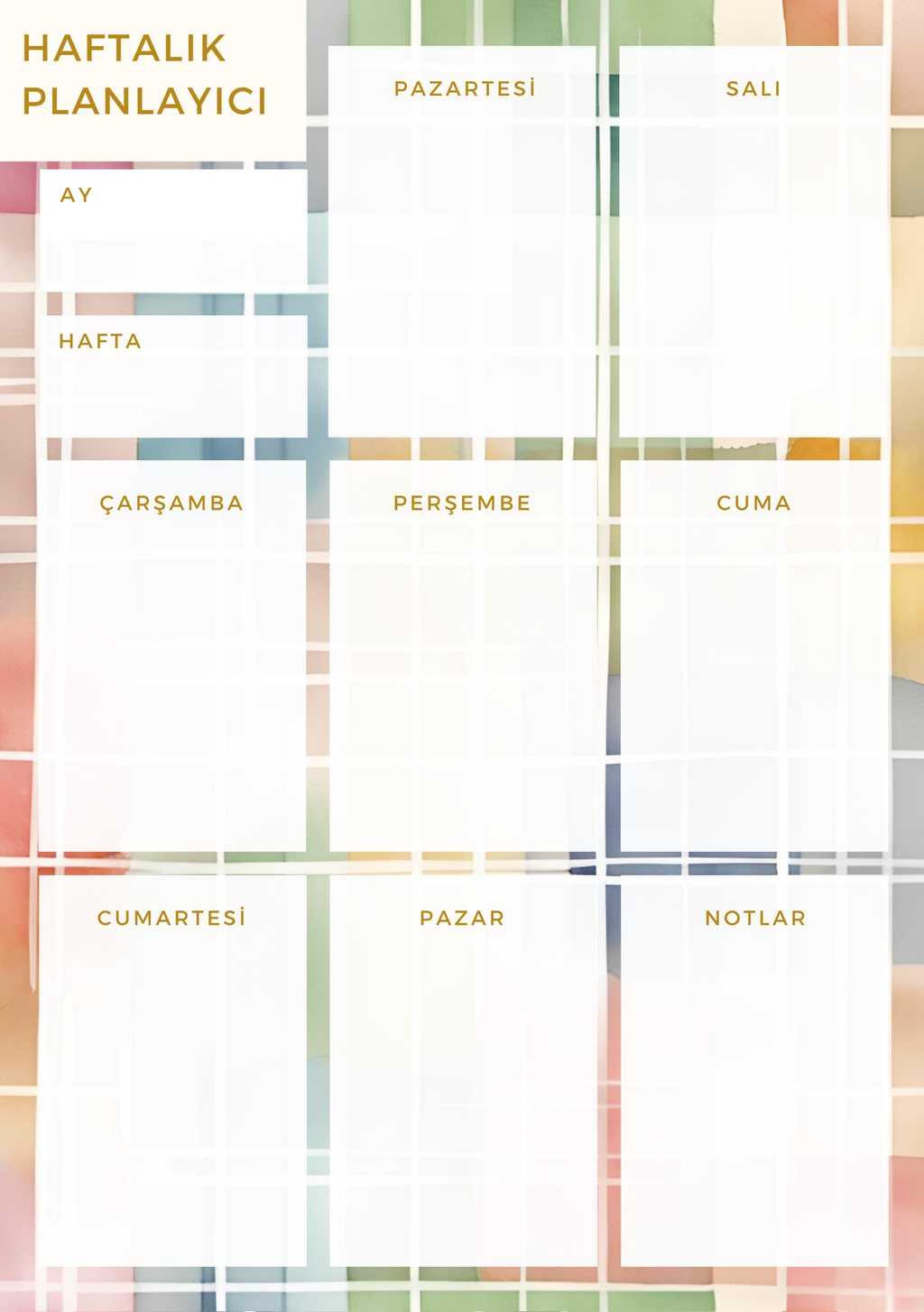 A5 Boyutunda Haftalık Planlayıcı - Organizasyon ve Verimlilik İçin Mükemmel Çözüm! - Ekose