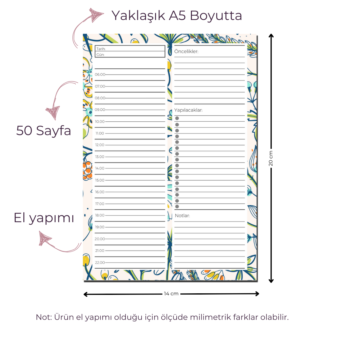 A5 Boyutunda Günlük Planlayıcı - Gününüzü Daha Verimli ve Düzenli Geçirin! - Ella