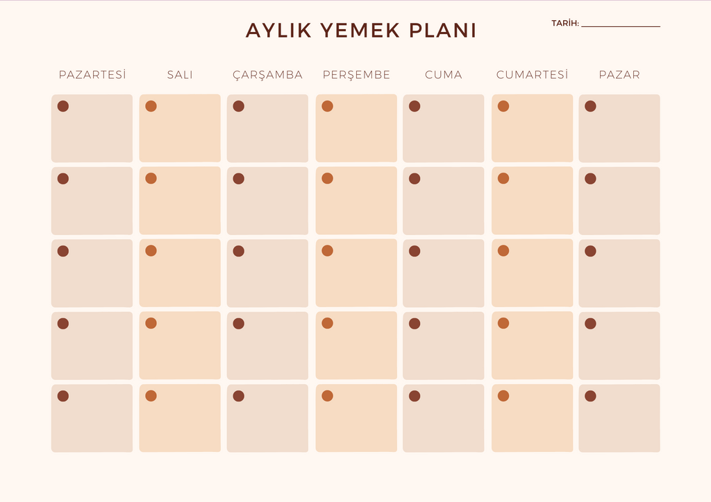 Büyük Boy Aylık Beslenme ve Ek Gıda Planlayıcı - Masaüstü Planlayıcı