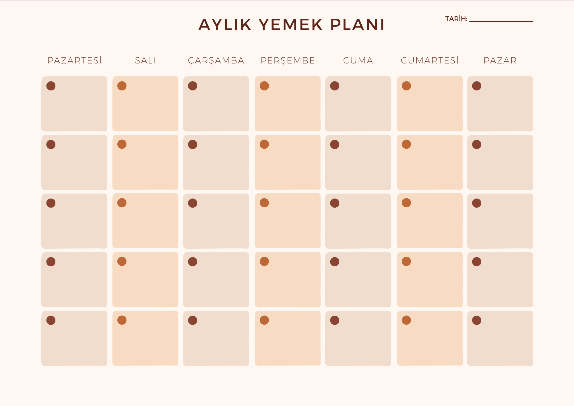 Büyük Boy Aylık Beslenme ve Ek Gıda Planlayıcı - Masaüstü Planlayıcı