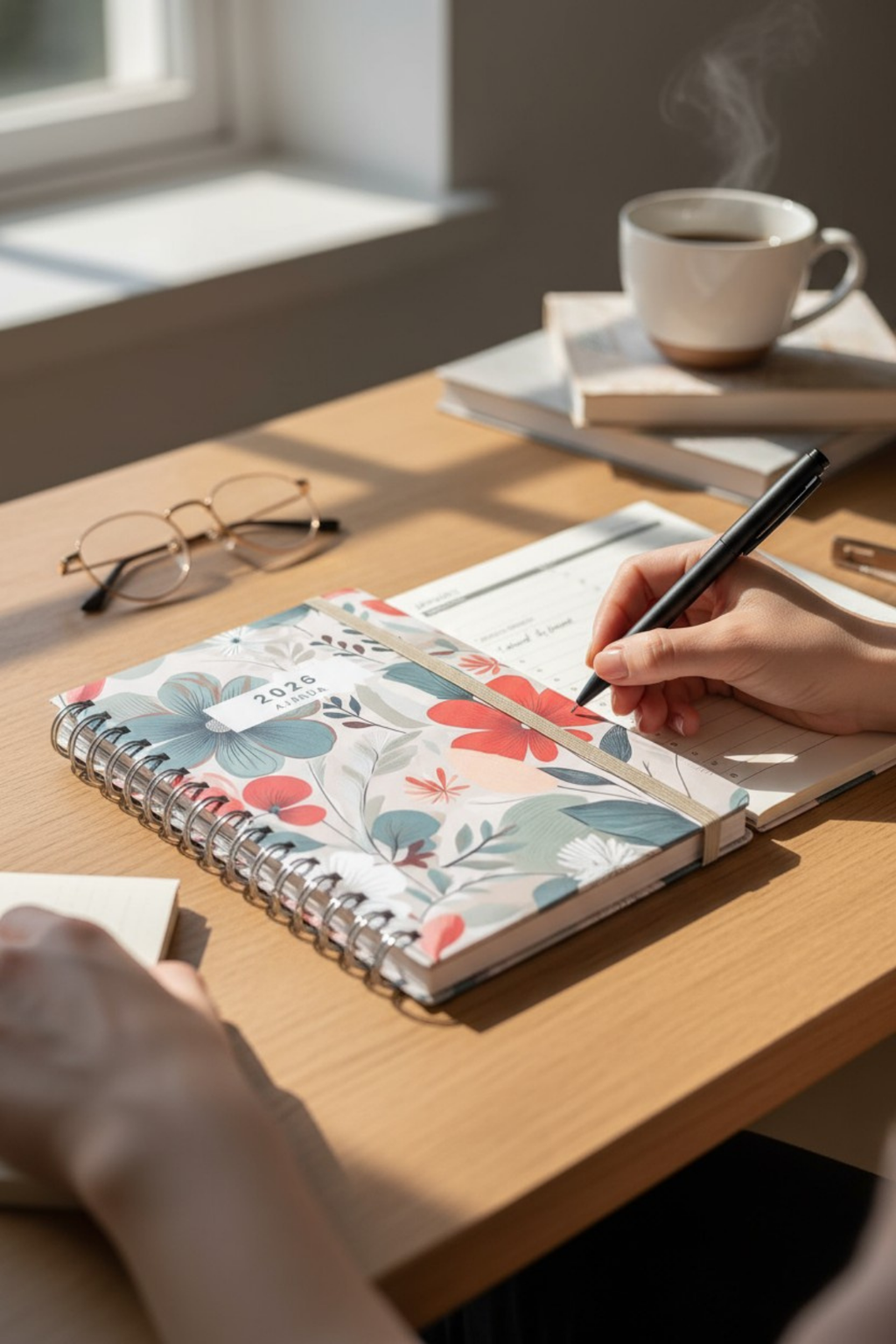 2026 Haftalık Ajandası - El Yapımı, 2 Sayfa Stickerlı - Gelincik