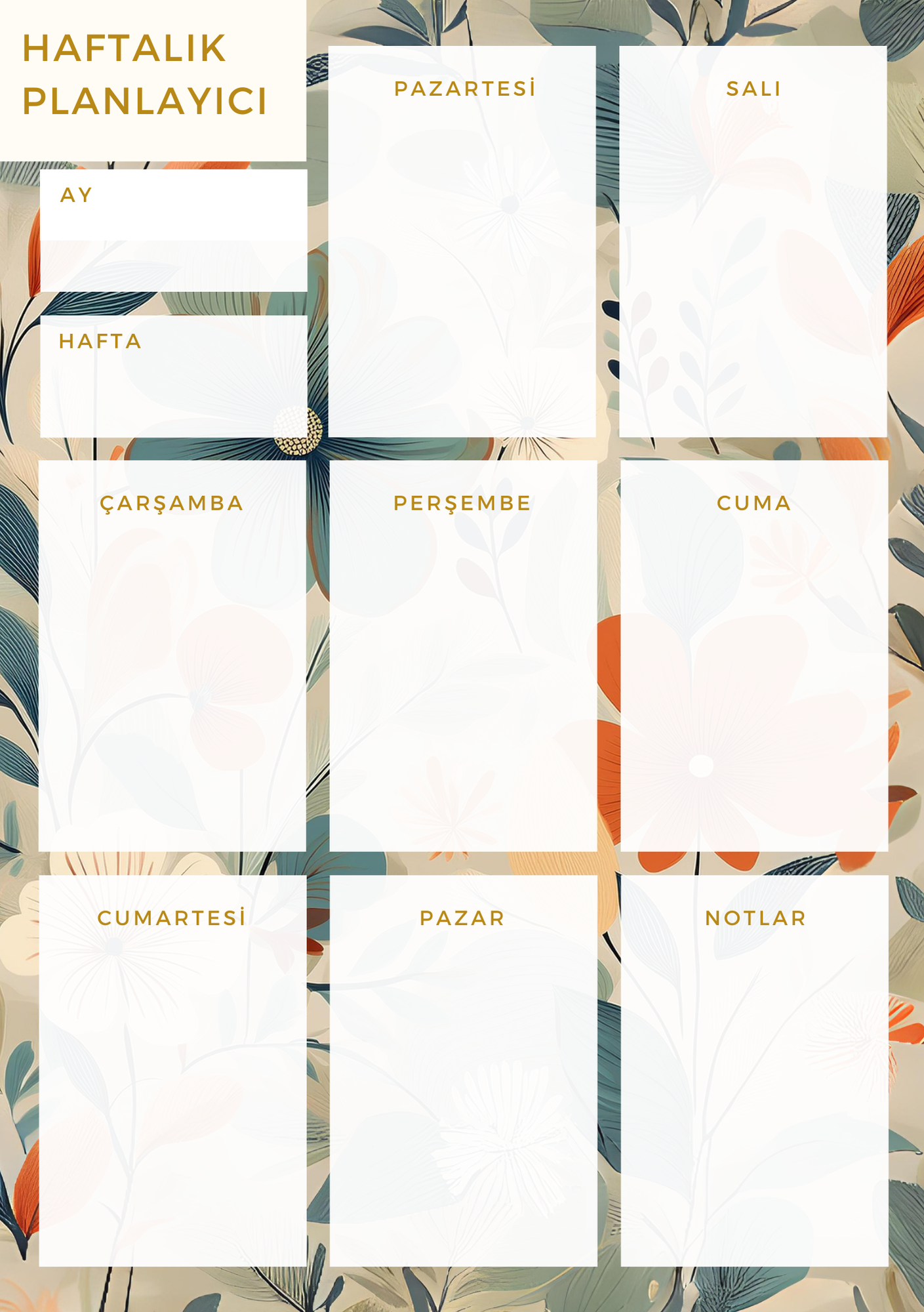 A5 Boyutunda Haftalık Planlayıcı - Organizasyon ve Verimlilik İçin Mükemmel Çözüm! - Gelincik