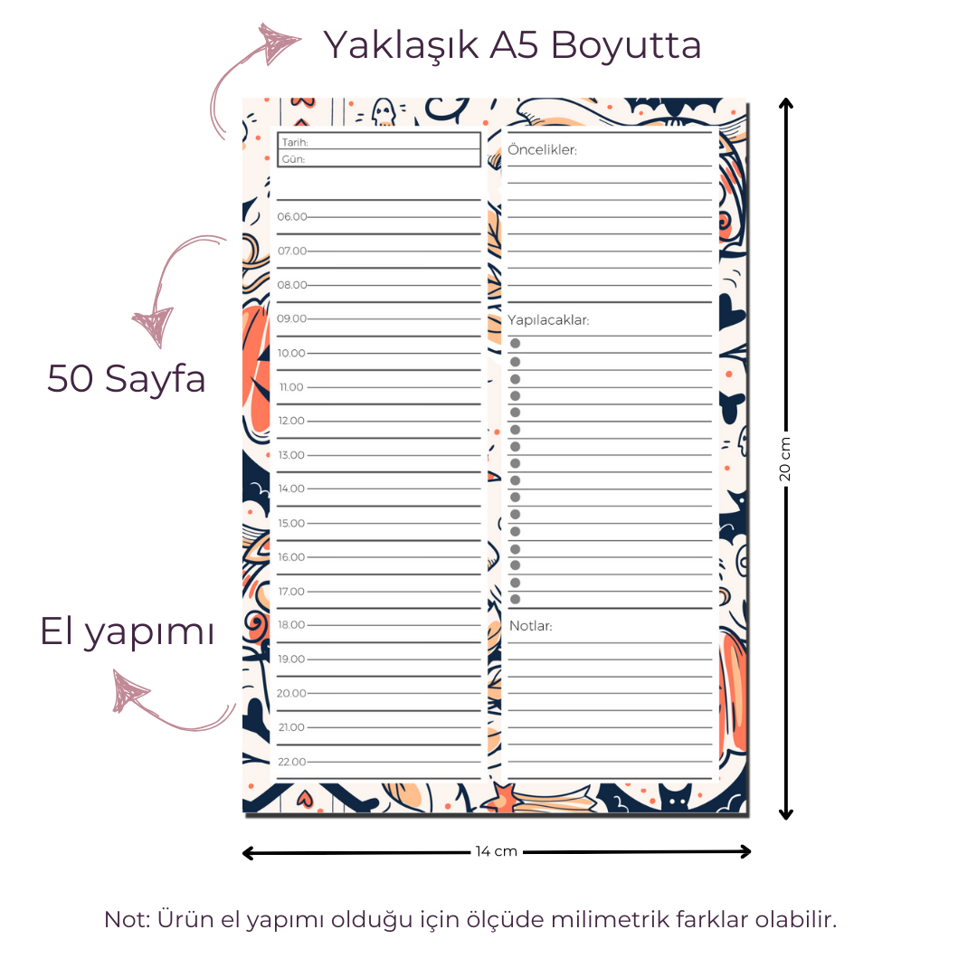 A5 Boyutunda Günlük Planlayıcı - Gününüzü Daha Verimli ve Düzenli Geçirin! - Gwen Light