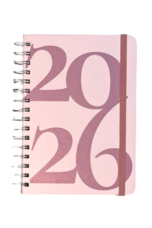 2026 Haftalık Ajandası - El Yapımı, 2 Sayfa Stickerlı - Klasik Pembe