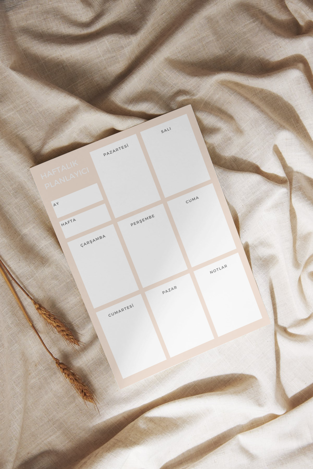 A5 Boyutunda Haftalık Planlayıcı - Organizasyon ve Verimlilik İçin Mükemmel Çözüm! - Krem