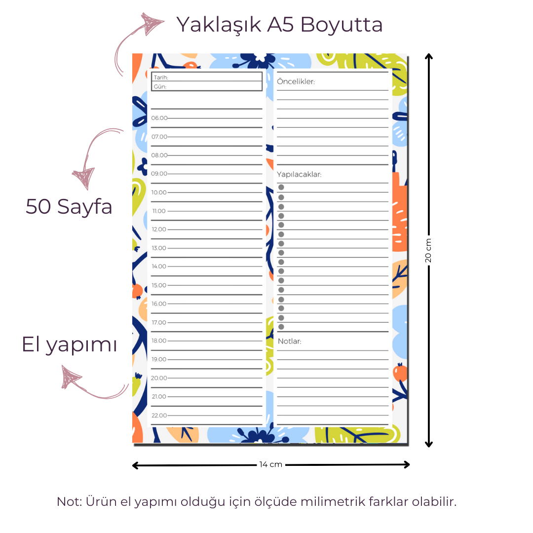 A5 Boyutunda Günlük Planlayıcı - Gününüzü Daha Verimli ve Düzenli Geçirin! - Lily