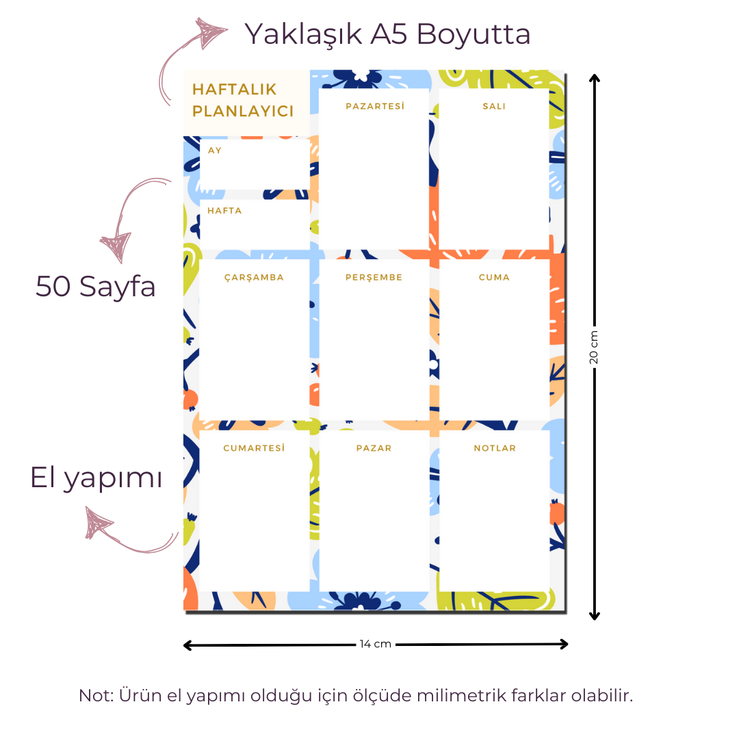 A5 Boyutunda Haftalık Planlayıcı - Organizasyon ve Verimlilik İçin Mükemmel Çözüm! - Lily