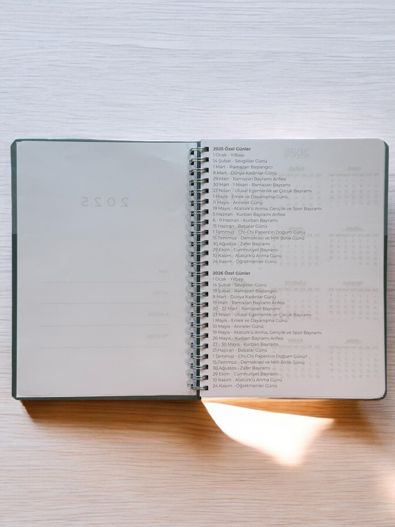 2025 Haftalık Ajandası - Olive