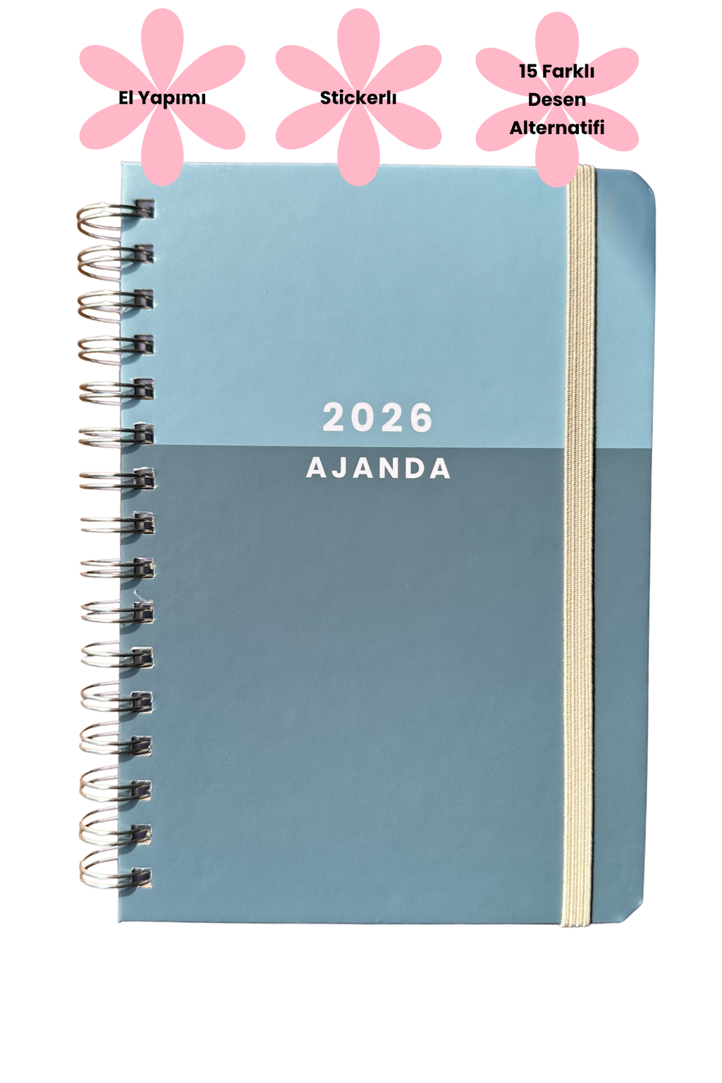 2026 Haftalık Ajandası - El Yapımı, 2 Sayfa Stickerlı - Olive