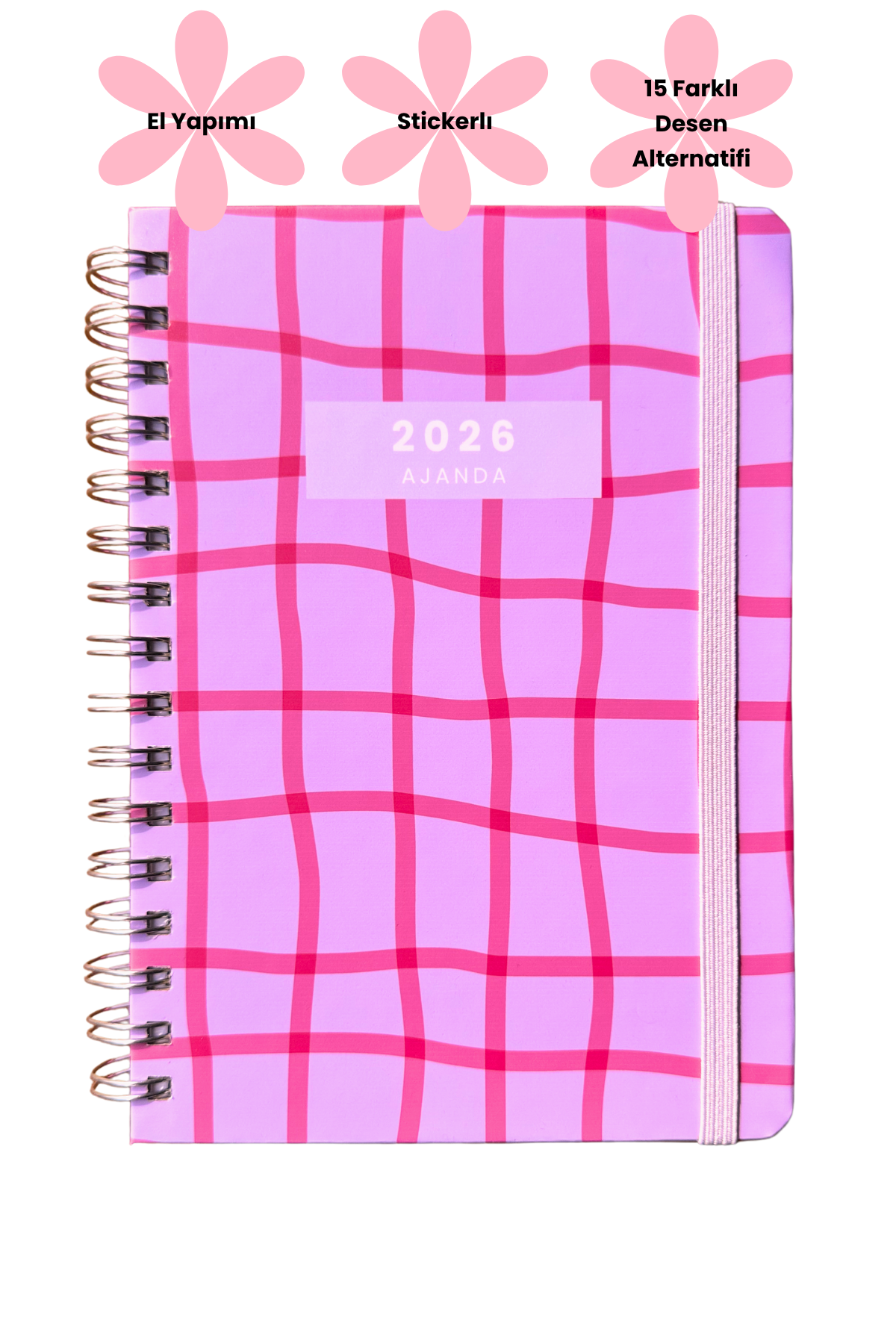 2026 Haftalık Ajandası - El Yapımı, 2 Sayfa Stickerlı - Pinko