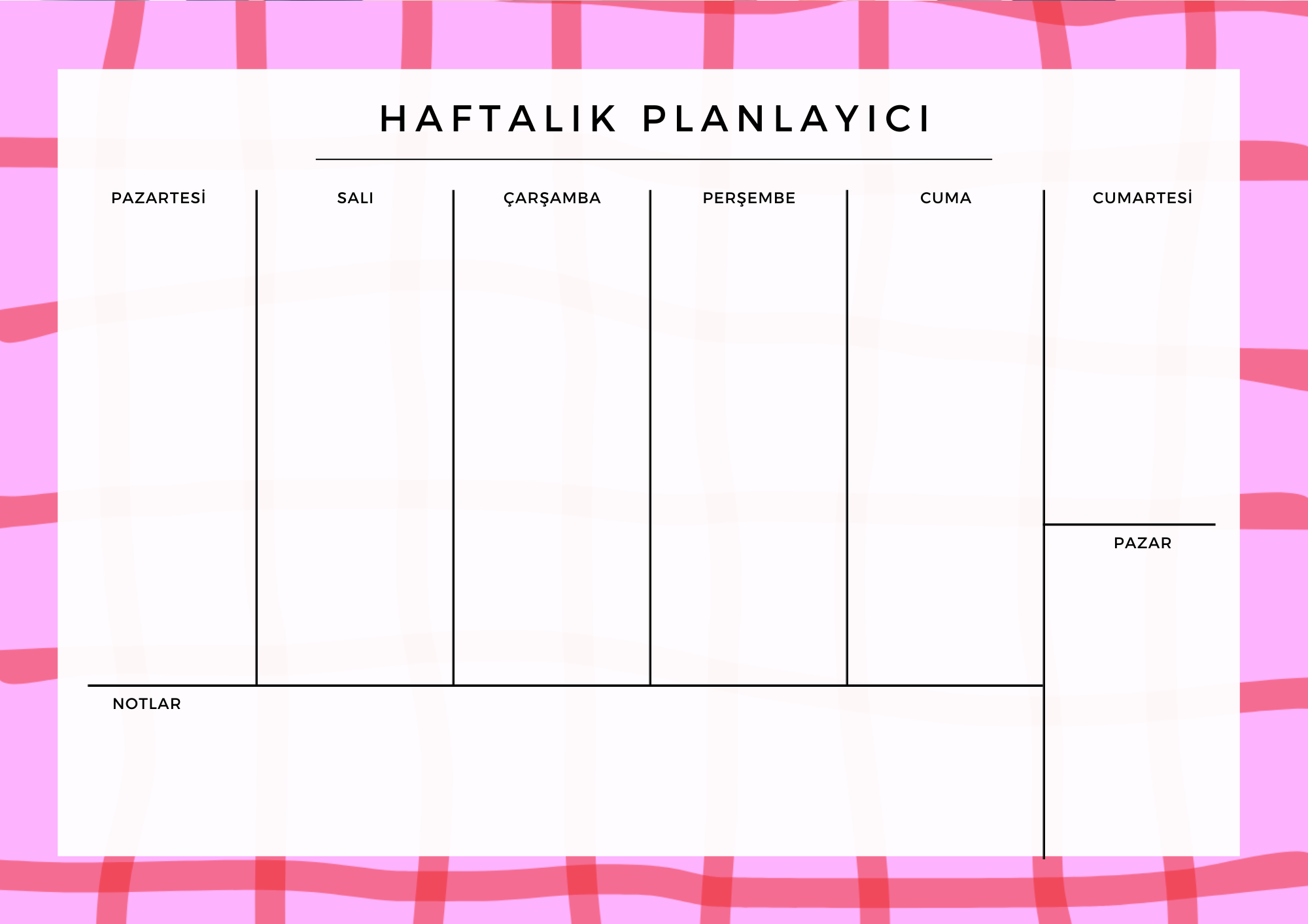 A4 Boyutunda Büyük Haftalık Planlayıcı - Geniş Alanı ile Organizasyonunuzu Kolaylaştırın! - Pinko