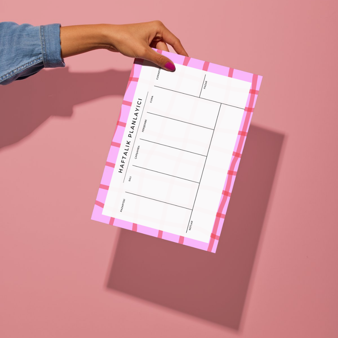 A4 Boyutunda Büyük Haftalık Planlayıcı - Geniş Alanı ile Organizasyonunuzu Kolaylaştırın! - Pinko