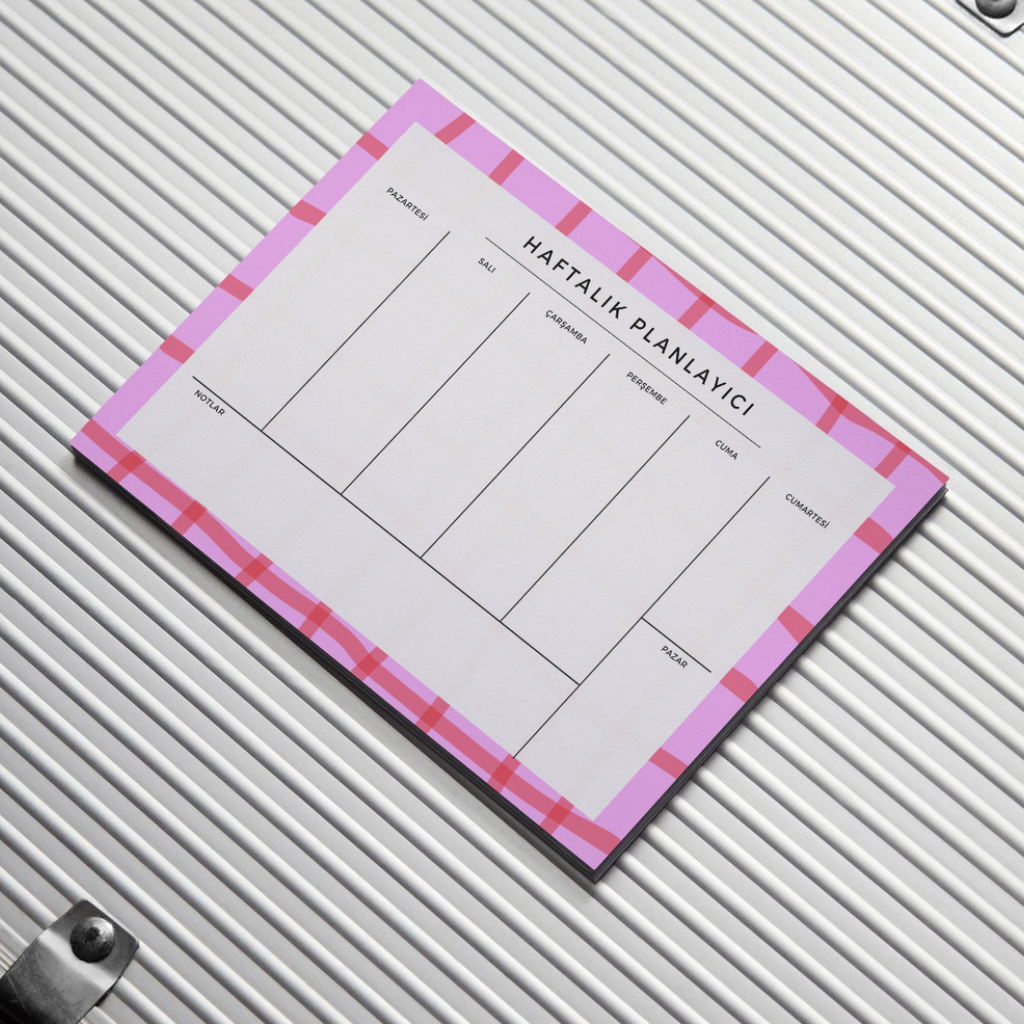 A4 Boyutunda Büyük Haftalık Planlayıcı - Geniş Alanı ile Organizasyonunuzu Kolaylaştırın! - Pinko