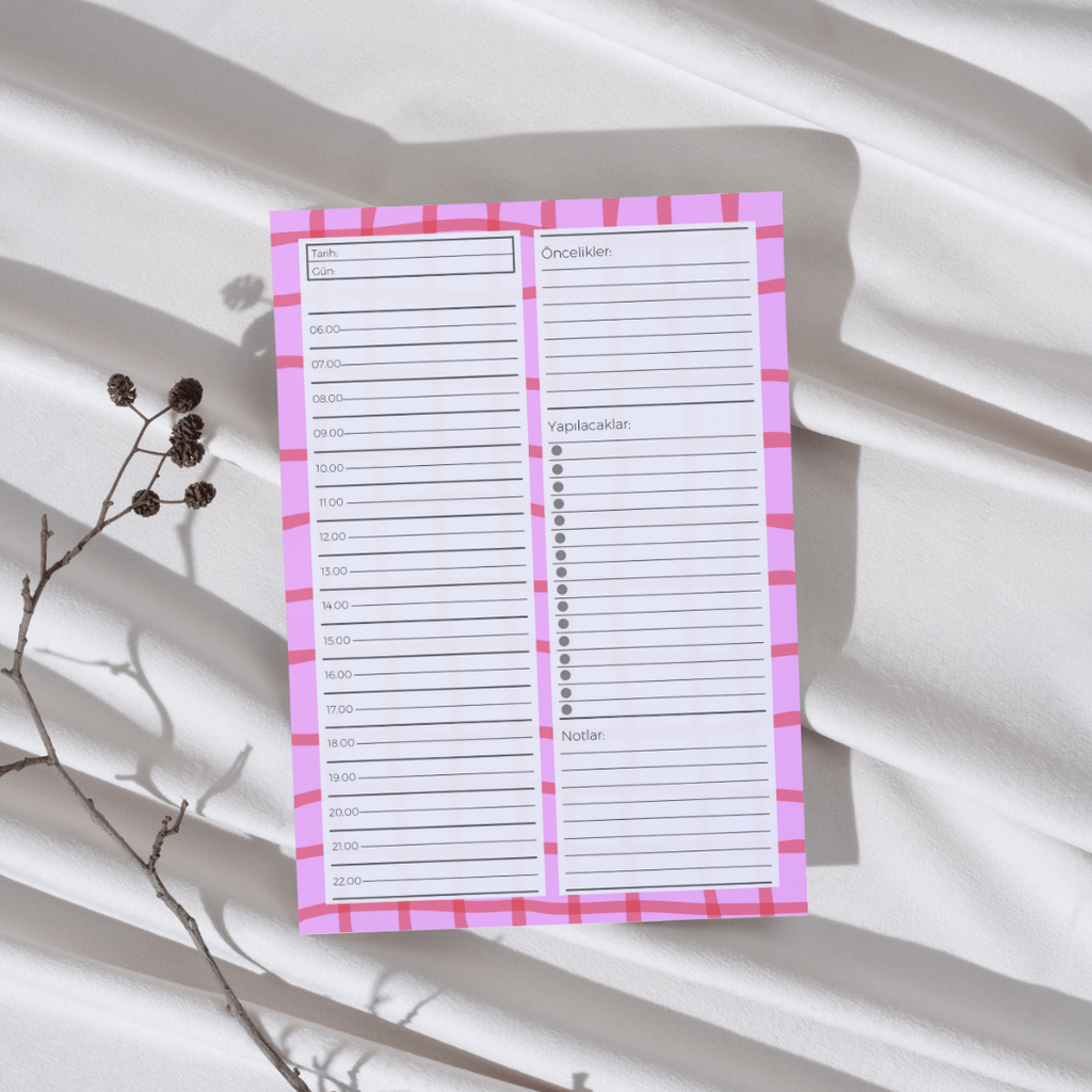 A5 Boyutunda Günlük Planlayıcı - Gününüzü Daha Verimli ve Düzenli Geçirin! - Pinko