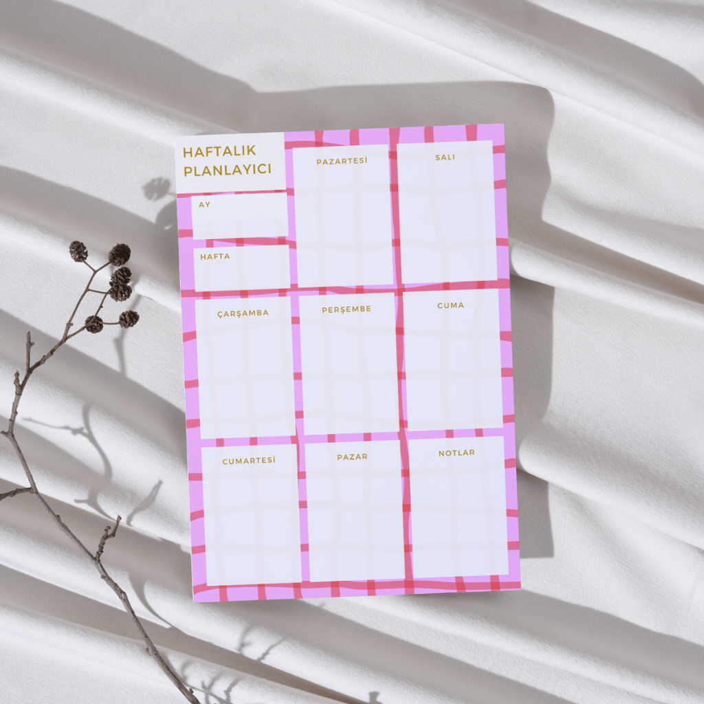 A5 Boyutunda Haftalık Planlayıcı - Organizasyon ve Verimlilik İçin Mükemmel Çözüm! - Pinko