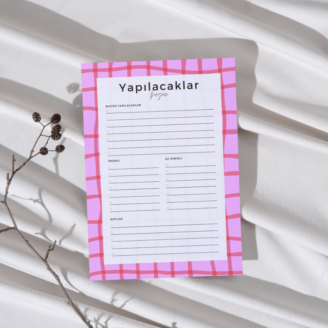 A5 Boyutunda Yapılacaklar Listesi Planlayıcı - Görevlerinizi Kolayca Takip Edin! - Pinko