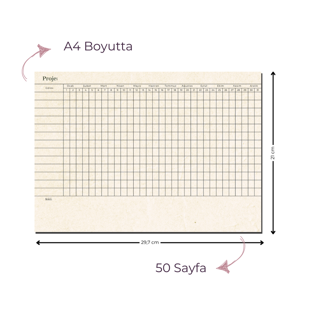 A4 Boyutunda Proje Planlayıcı Bloknot - Projelerinizi Kolayca Takip Edin!
