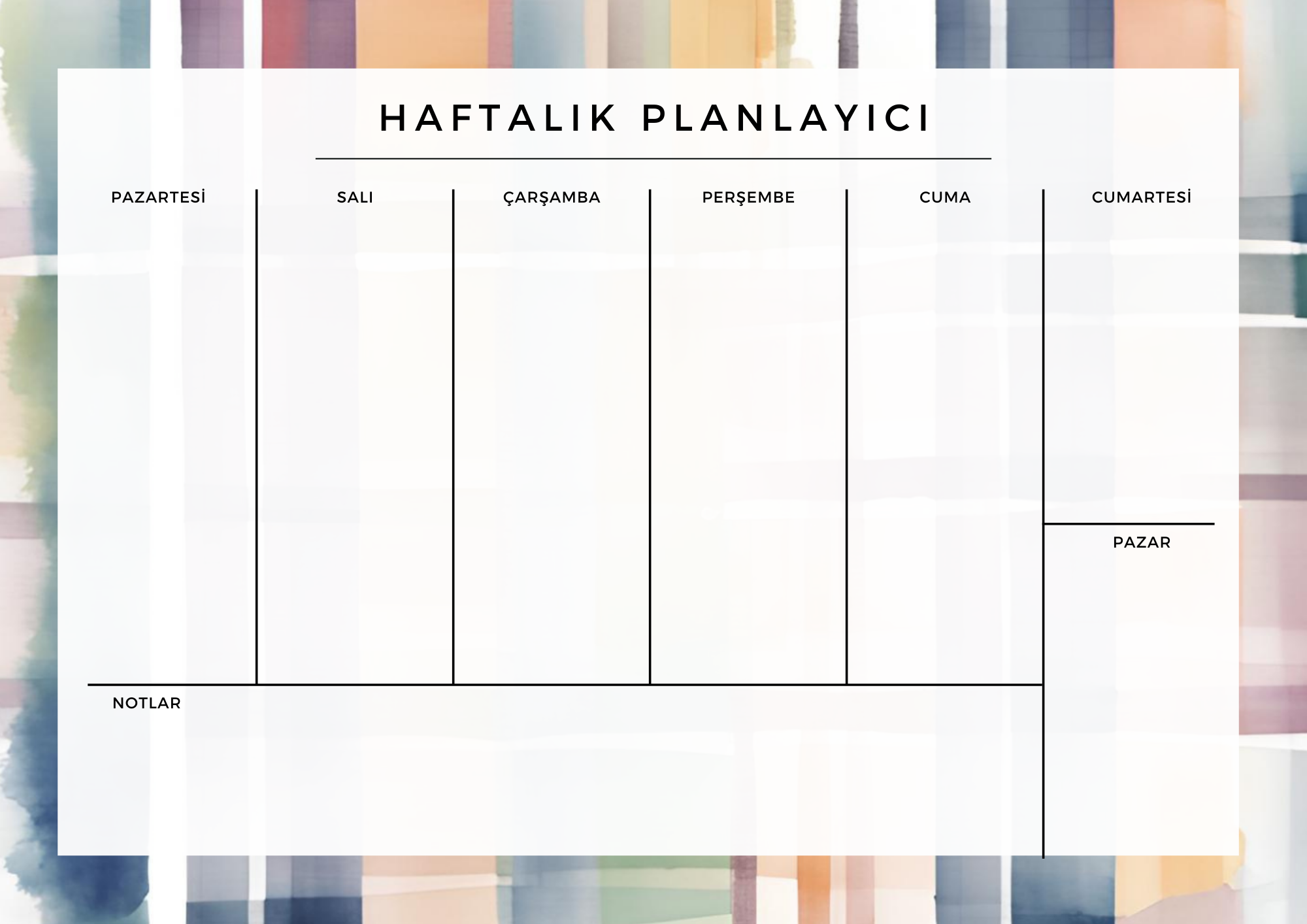 A4 Boyutunda Büyük Haftalık Planlayıcı - Geniş Alanı ile Organizasyonunuzu Kolaylaştırın! - Gökkuşağı